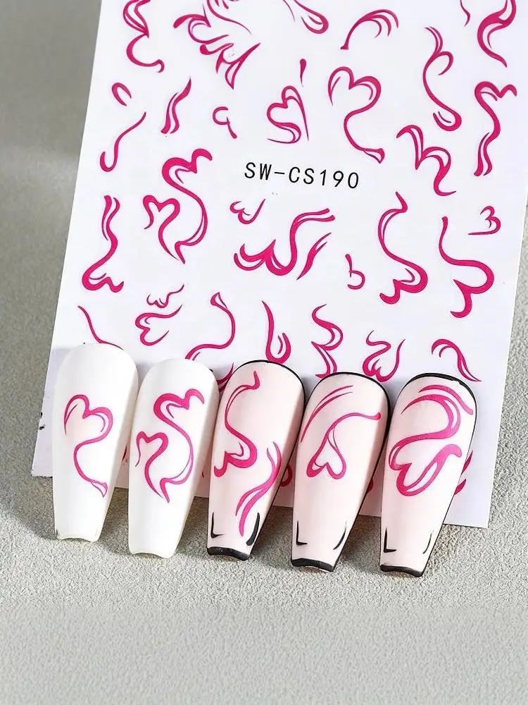 2Sheets Sweet Nail Art Stickers Valentines Day Ribbon Heart Kawaii Decals Colorful Bow Butterfly Manicure No Peel