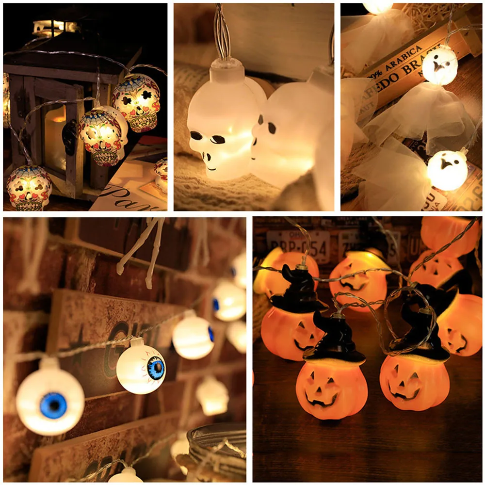 Halloween Decorative LED String Light Jack O 'Lantern Skull Saloon Shopping Mall Haunted House Props Ornaments Pumpkin Lamp