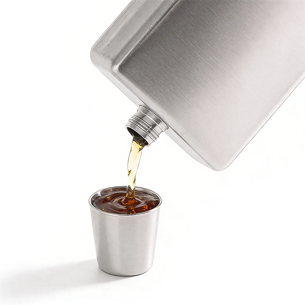 

Квадратная фляга из пищевой нержавеющей стали 304, 9 унций, утолщенная, портативная, для кемпинга, для виски, для воды, мужской подарок