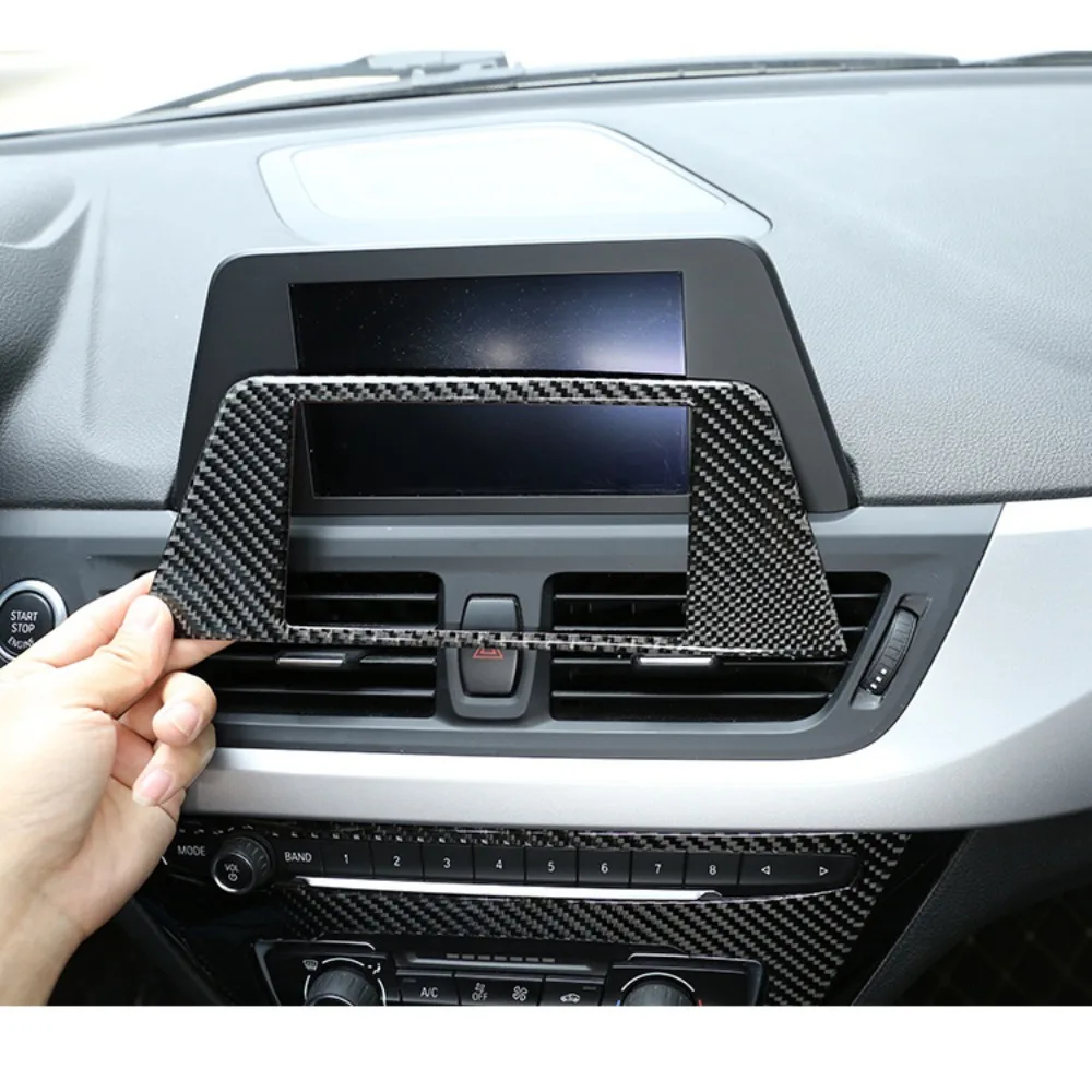 

Real Carbon Fiber Center Central Navigation Panel Frame Cover Trim Sticker for BMW X1 X2 F48 2016--2020 BMW 1 Series 2017--2019