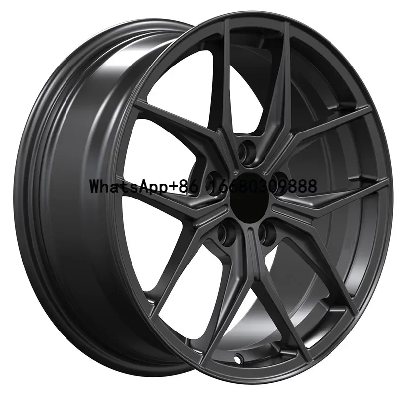 17 inch Japanese style 5 spoke matte black forged alloy wheel