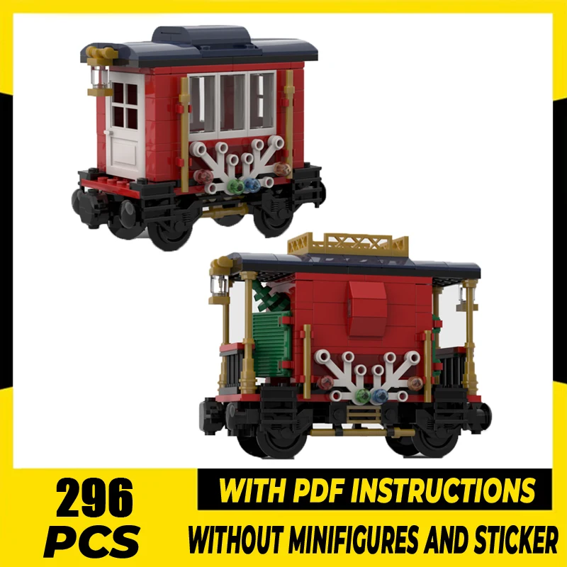 Moc Building Bricks Winter Holiday Train Brake Van / Train Battery Car Model Technology Modular Block Gift Christmas Toy DIY Set