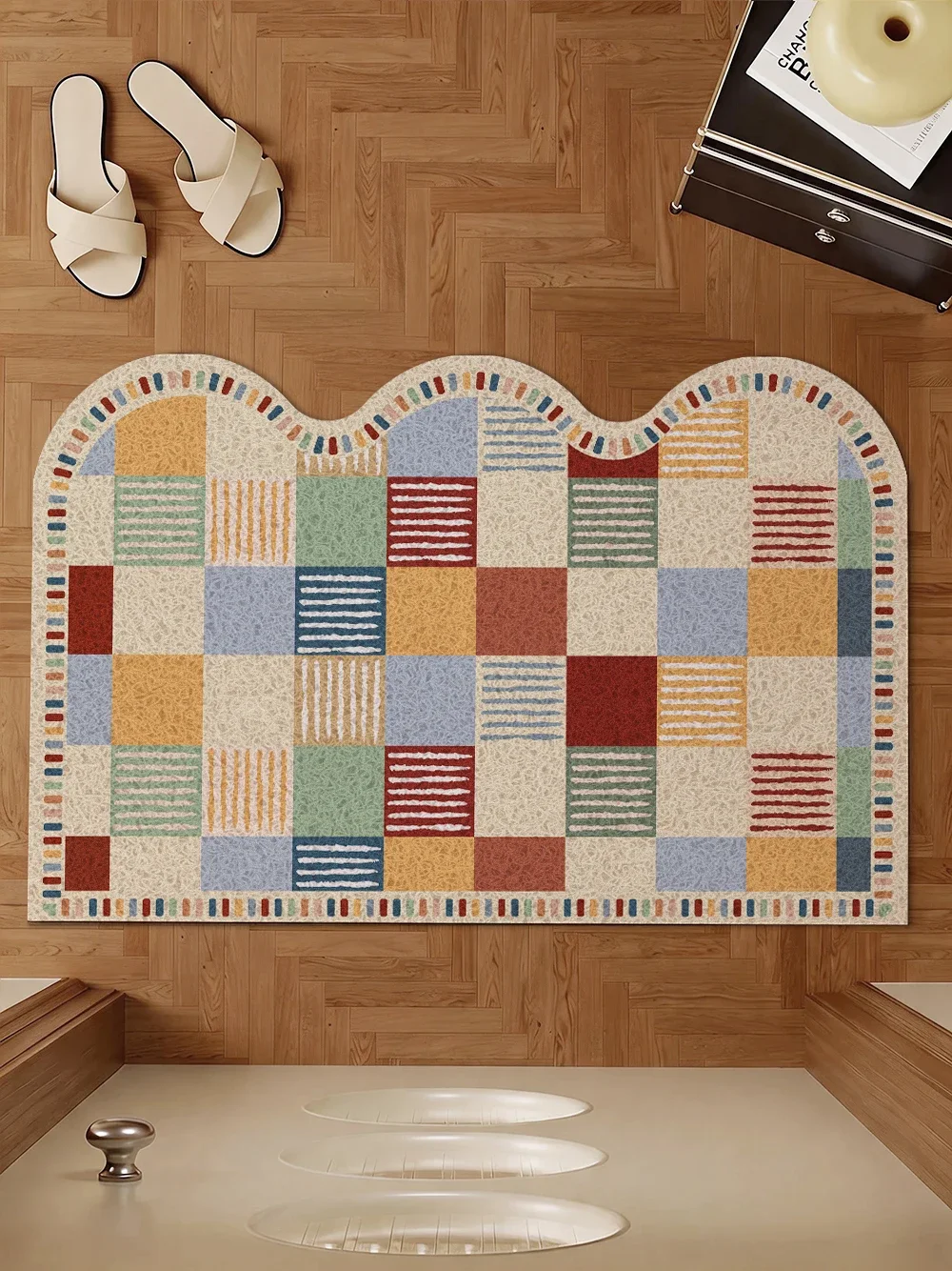 Retro Checkerboard Wire Loop Entryway Mat Heavy Duty Non-Slip Welcome Doormat