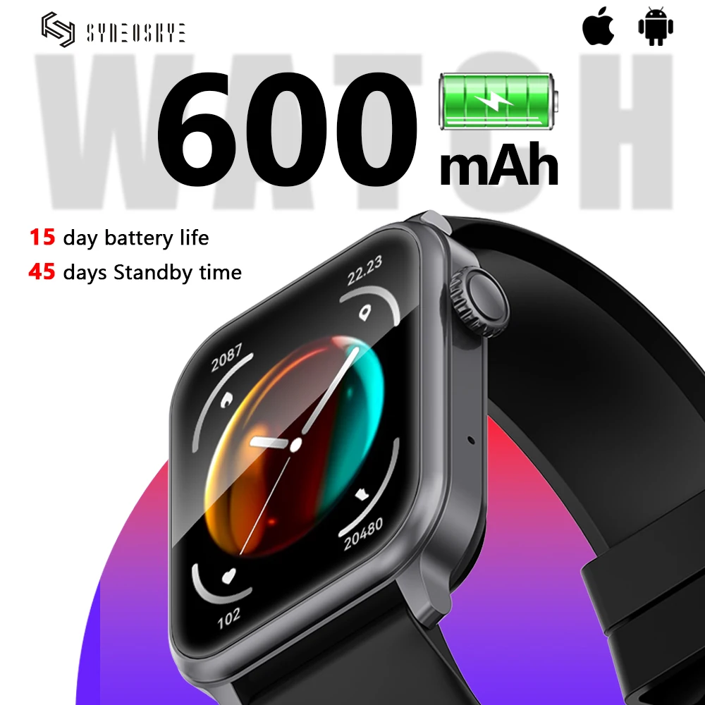 

Смарт-часы SYNEOSKYE для мужчин и женщин, Bluetooth-вызовы, 600 мАч, большая батарея, спортивные умные часы для отслеживания фитнеса, для Android iOS