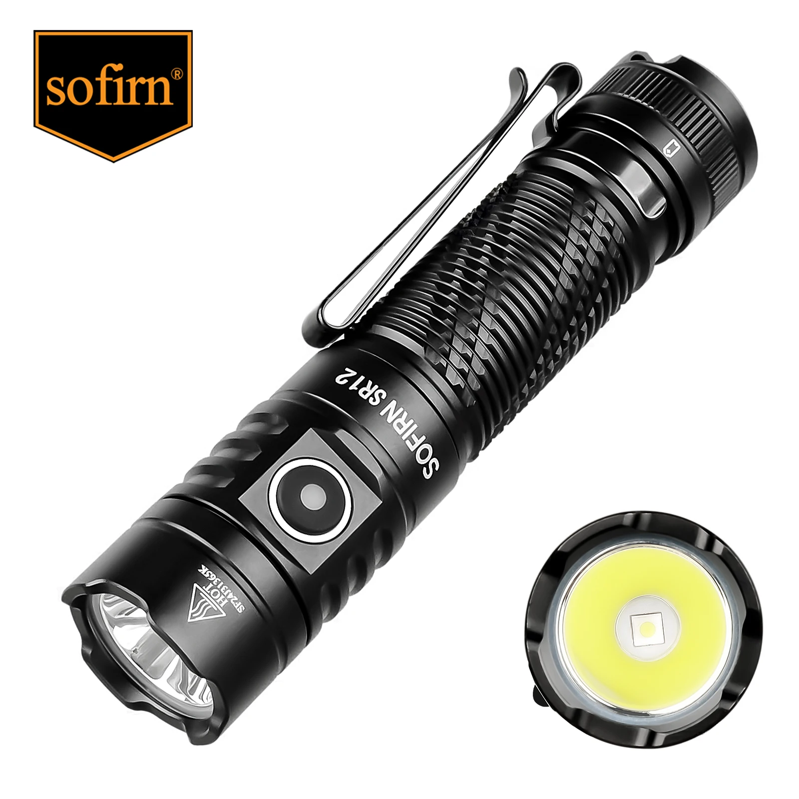 Sofirn SR12 EDC Flashlight 1450LM Powerful Light SFT25R LED 18650 USB C Rechargeable Torch IP68 Waterproof