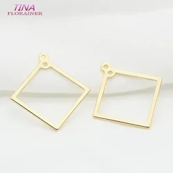 24MM 14K Gold Color Brass Rhombus Shape 2 Holes Closed Rings Connect Rings Jewelry Making Supplies Diy Findings Accessories