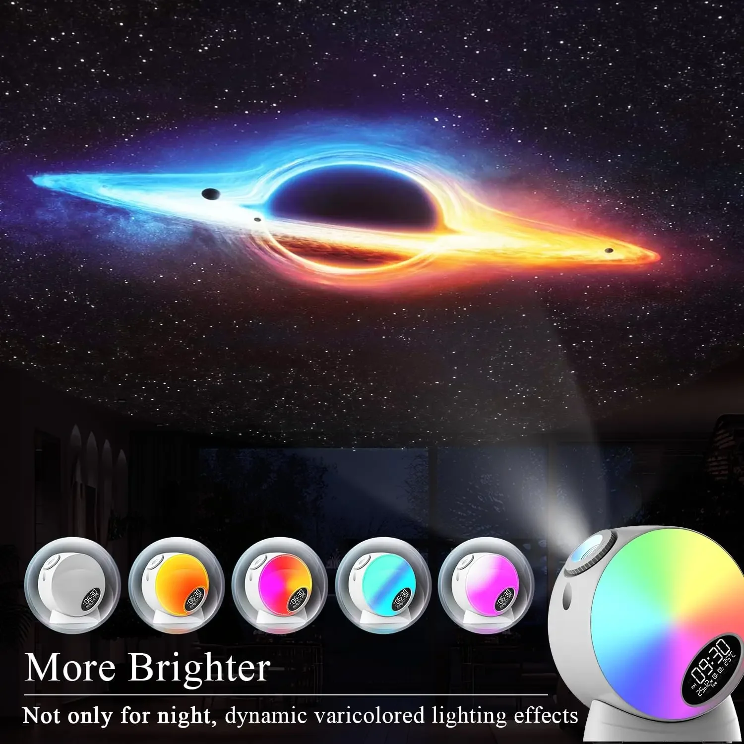 Projetor planetário 13 em 1, luz noturna, galáxia, estrela, com display de relógio, bluetooth, spaker e ruído branco para dormir