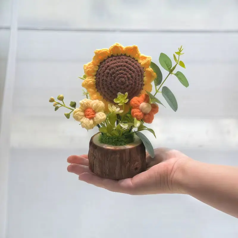 

Handmade crochet flower potted plant planning, crochet supplies, plush flower weaving, potted plant flowers, artificial