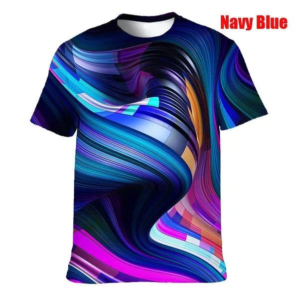 Summer Colorful T-Shirts Loose Comfortable Personality Short Sleeve for Men 3D Printed Neon Abstract Tee Shirt