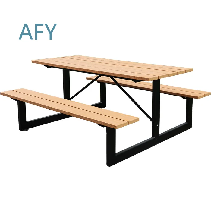 WPC Outdoor Picnic Table 180cm with Benches for Restaurant School Terrace Camping Dining Set for Garden Patio Backyard Use