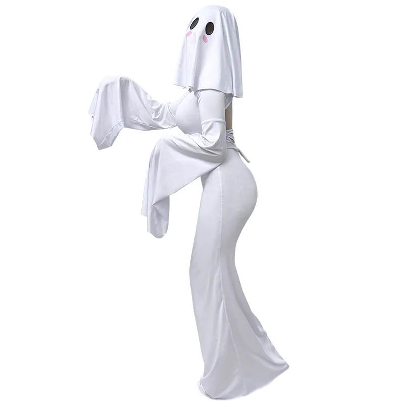 Robe Fantôme Blanche Femme avec Foulard – photo 9