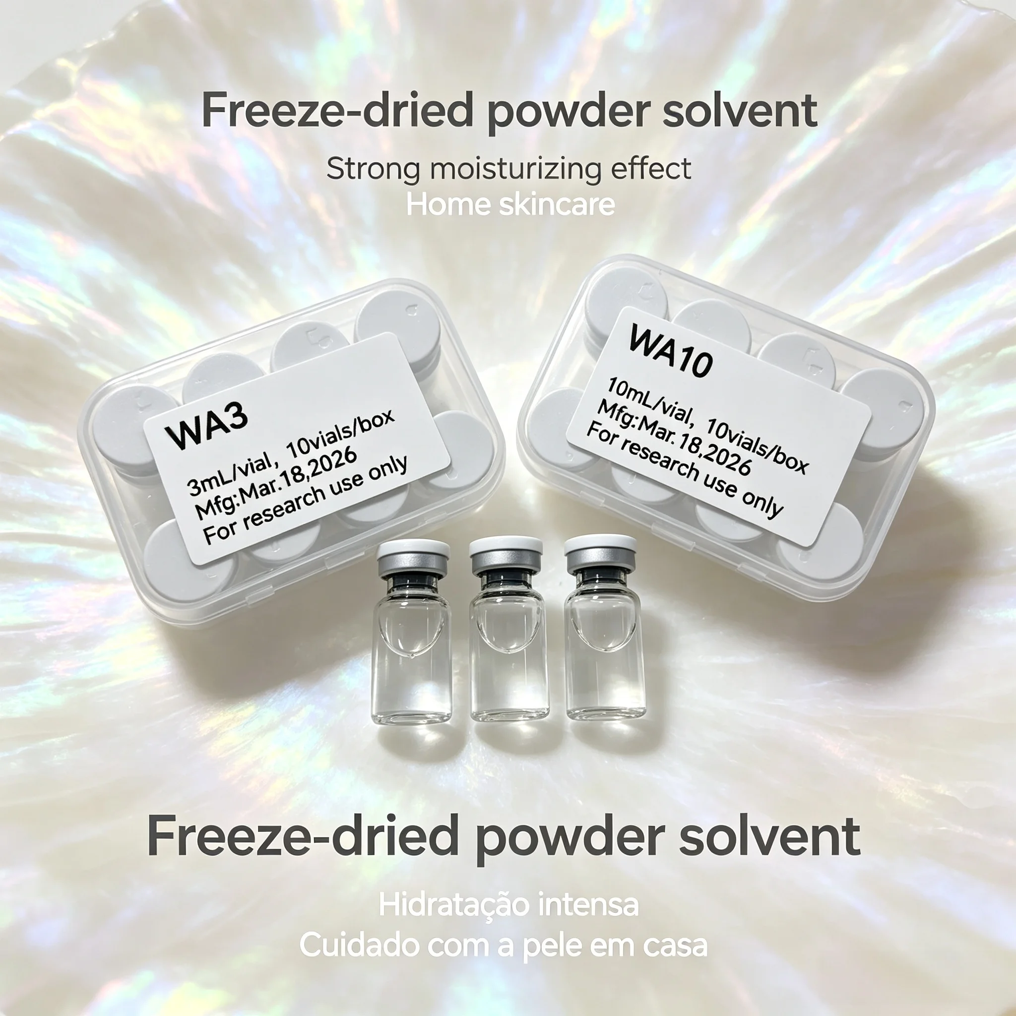 (Cap Color Varies) GHKCUHigh-Quality Lyophilized Powder Repairs Skin Damage Gentle Daily Nourish10 Vials/1 Box