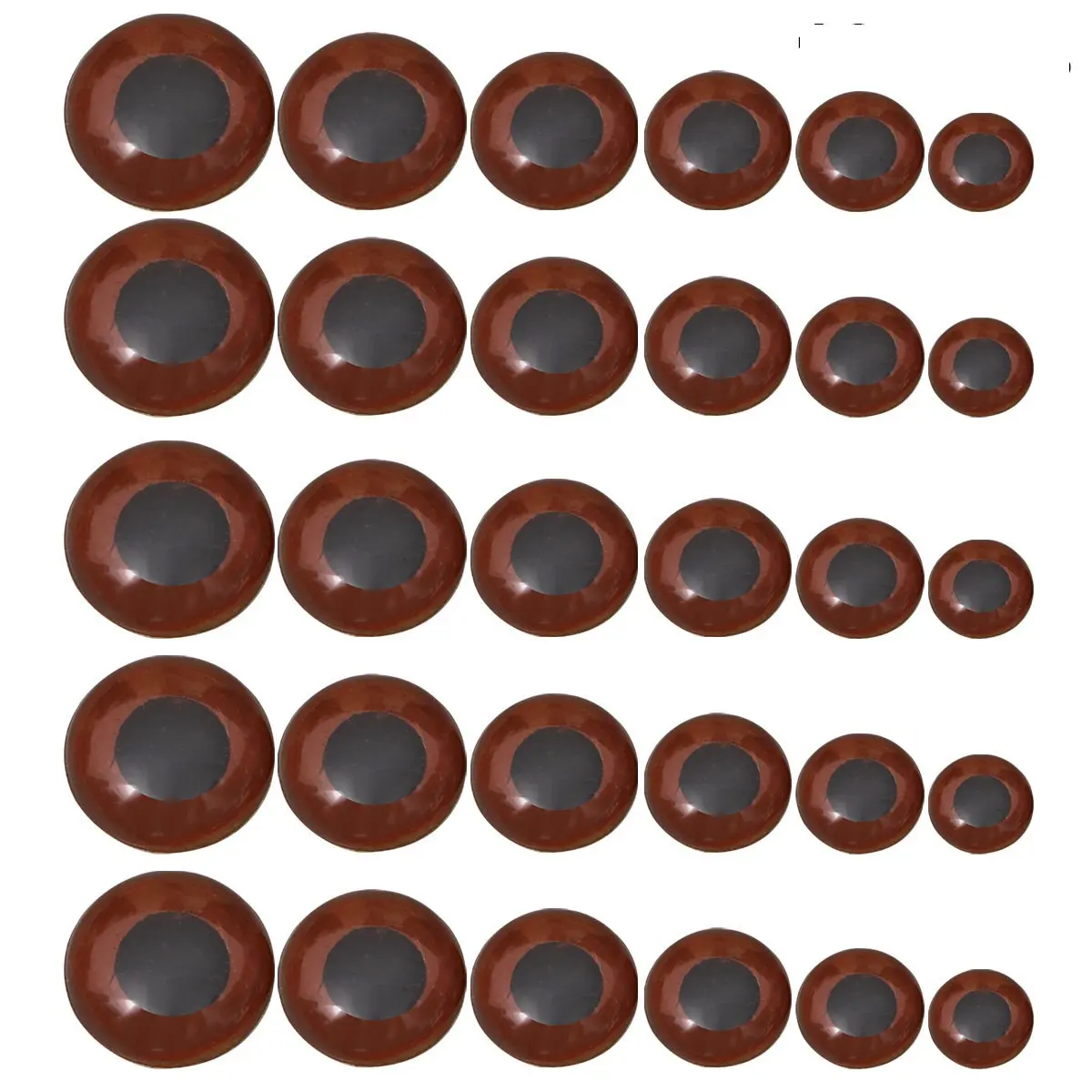 120Pcs Water Crystal DIY Colored Resin Eyes Brown Multi-Size Flat Base Simulation for Handmade Cartoon Animal Craft Supplies