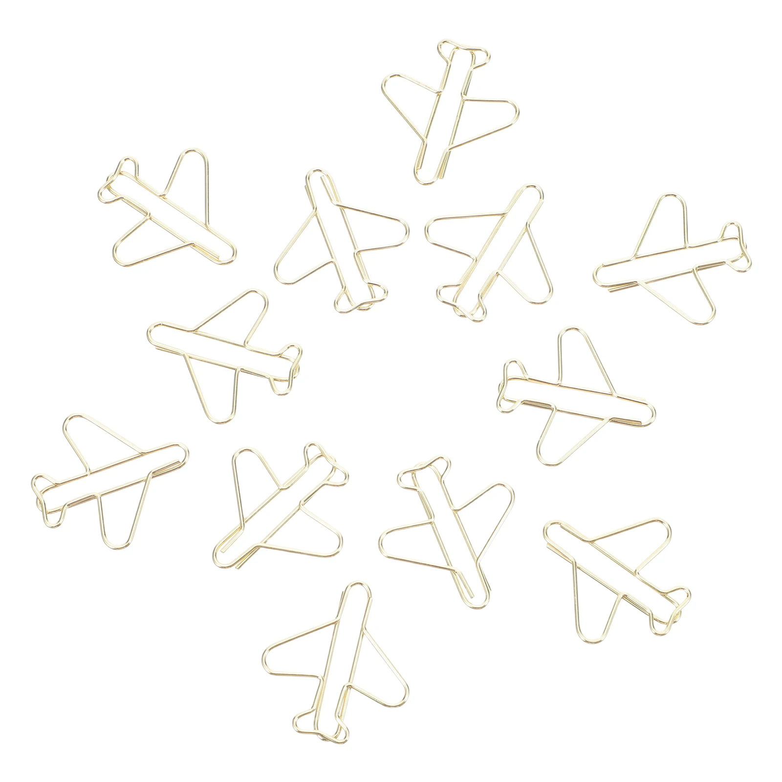 

100pcs Airplane Paper Golden Metal Unique Cute Planner Clips Office School Supplies Decorative Stationery Desk