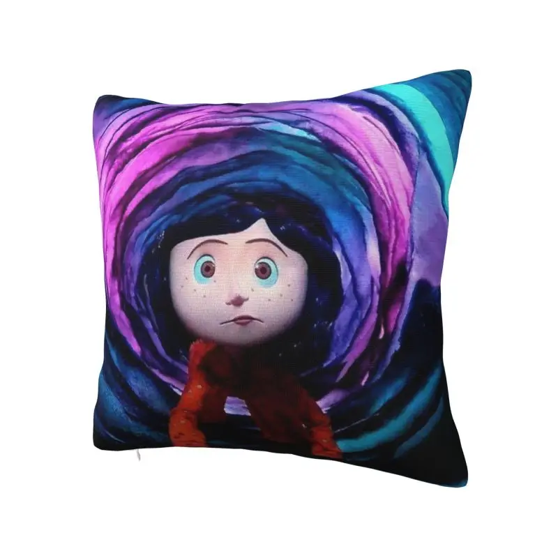 Fashion Halloween Horror Movie Coraline Cushion Cover 40x40cm Soft Pillow for Sofa Square Pillowcase Decoration