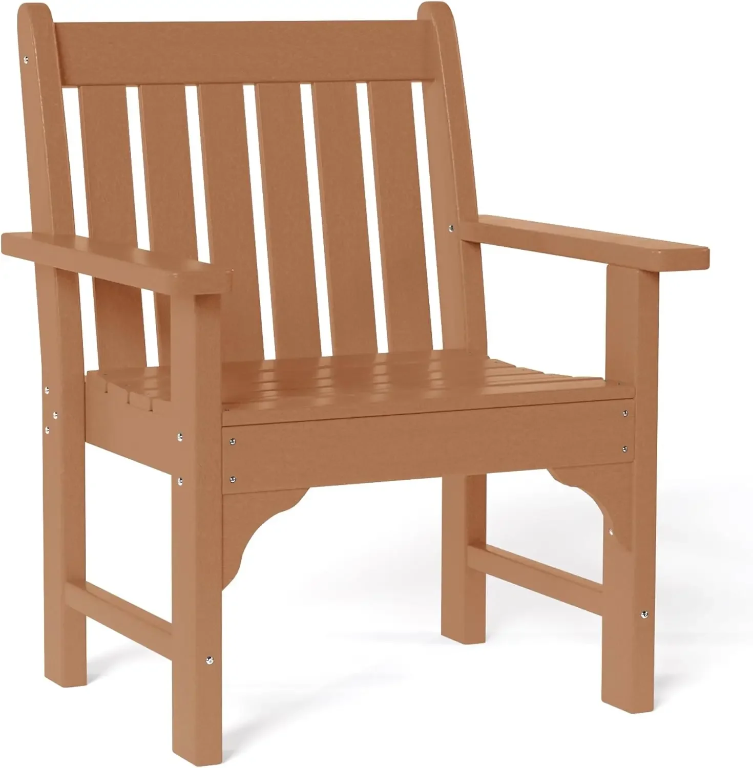 

Teak Outdoor Dining Arm Chair Patio Garden HDPE Poly Lumber Waterproof Restaurant Bistro Farmhouse Outside Porch Backyard Chairs