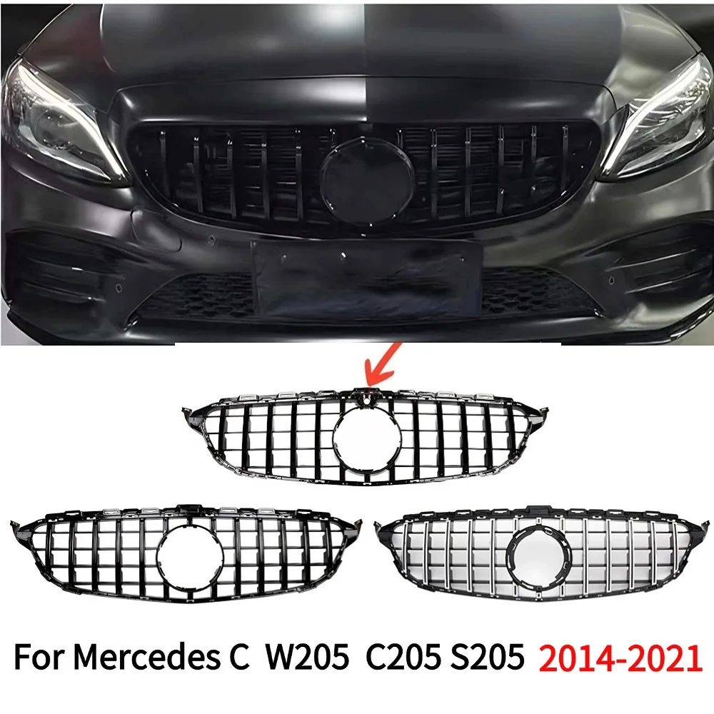 

Решетка радиатора (сетка) для Mercedes-Benz C-класса W205 C205 S205, передний бампер, центральная, тюнинг, 2014-2021, C180 C200 C250 C2
