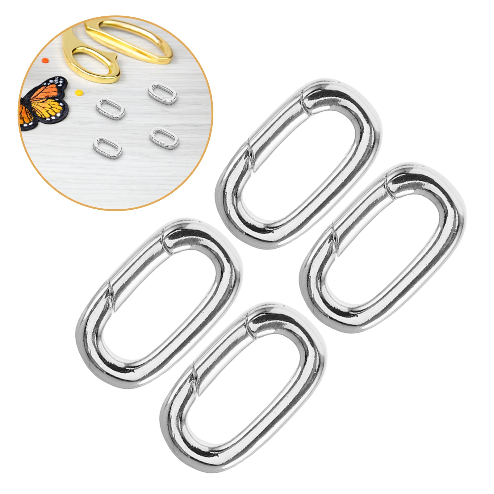 

4pcs Jewelry Connector Clasps Oval Metal Buckles Sturdy Silver Necklace Bracelet Extender Detangler Shortener for Daily