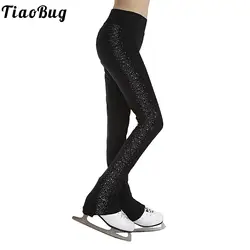 Kids Girls Shiny Rhinestones Figure Skating Pants Tights Leggings Ice Skating Gymnastics Workout Dance Performance Costume