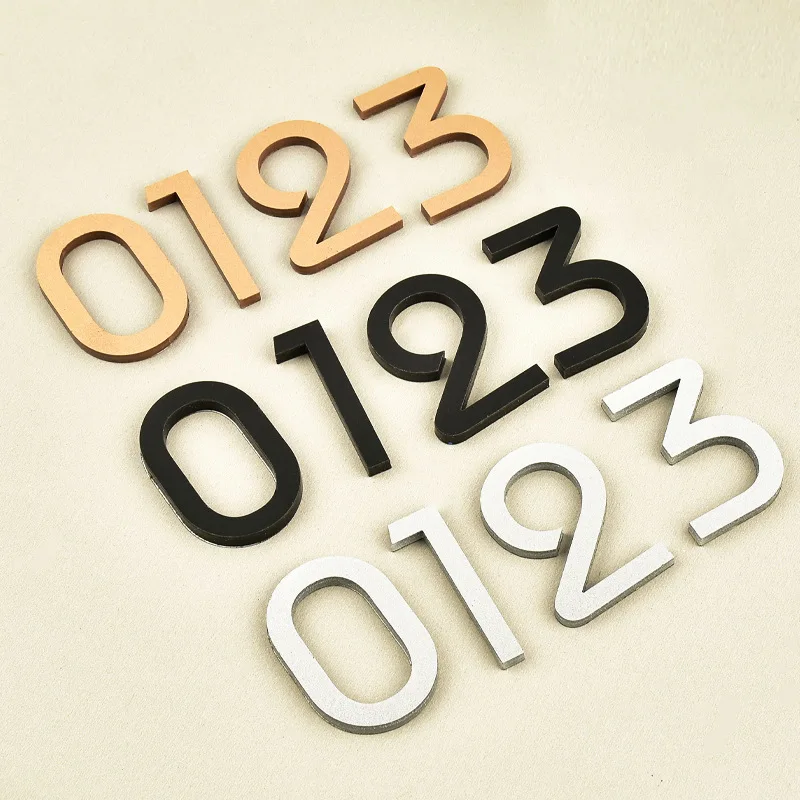 Einfacher 3D-Acryl-Zahlenaufkleber mit goldenen englischen Buchstaben, kreatives Türschild für Hotels/Wohnheime – Detail 1
