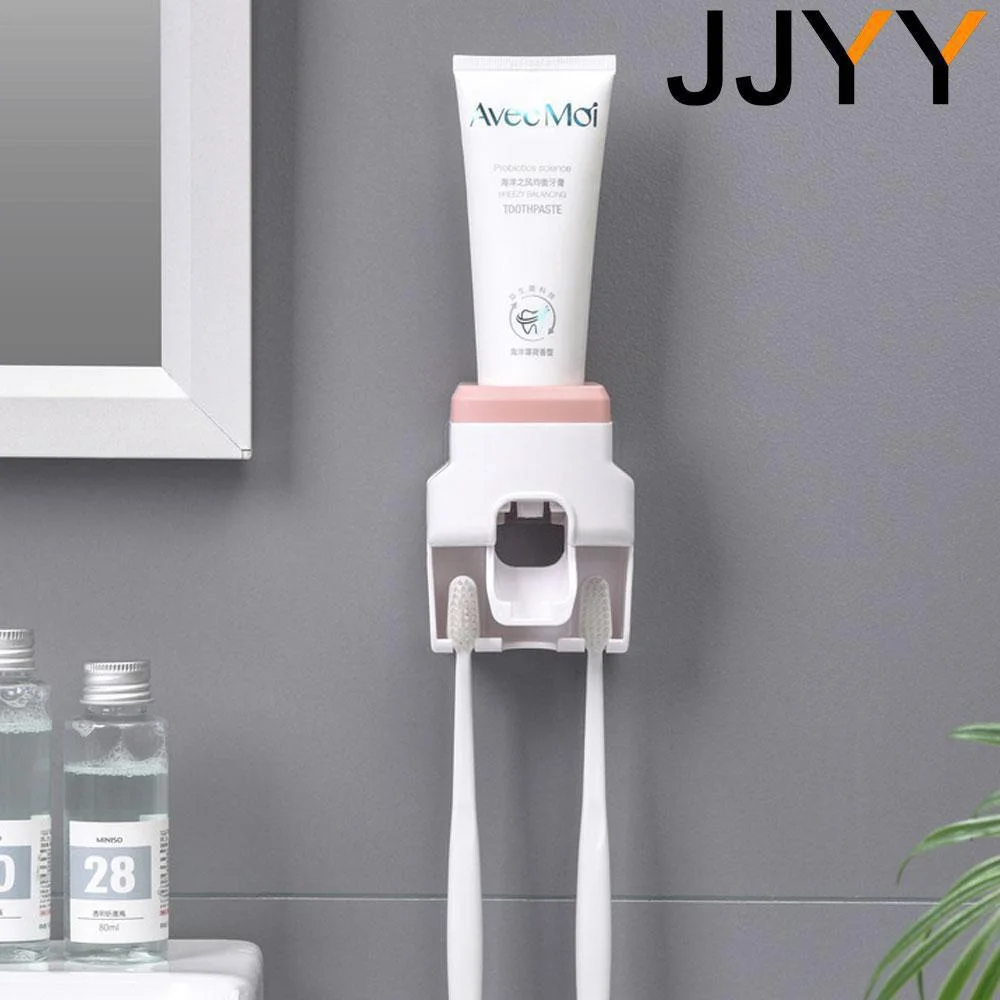 JJYY Wall Mount Automatic Toothpaste Dispenser Bathroom Supplies Toothpaste Squeezer Toothbrush Holder