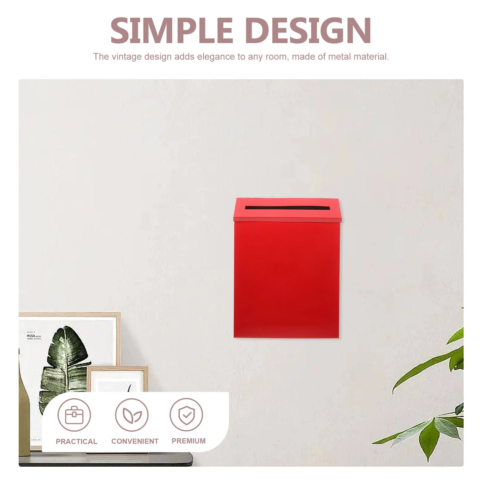 Mailbox Wall Mounted Red Suggestion Metal for Home Large Capacity Letter Container