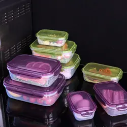 1PC Sealed Rectangular Refrigerator Storage Box Plastic with Lid Food Containers Stackable Microwave-heated Lunch Boxes