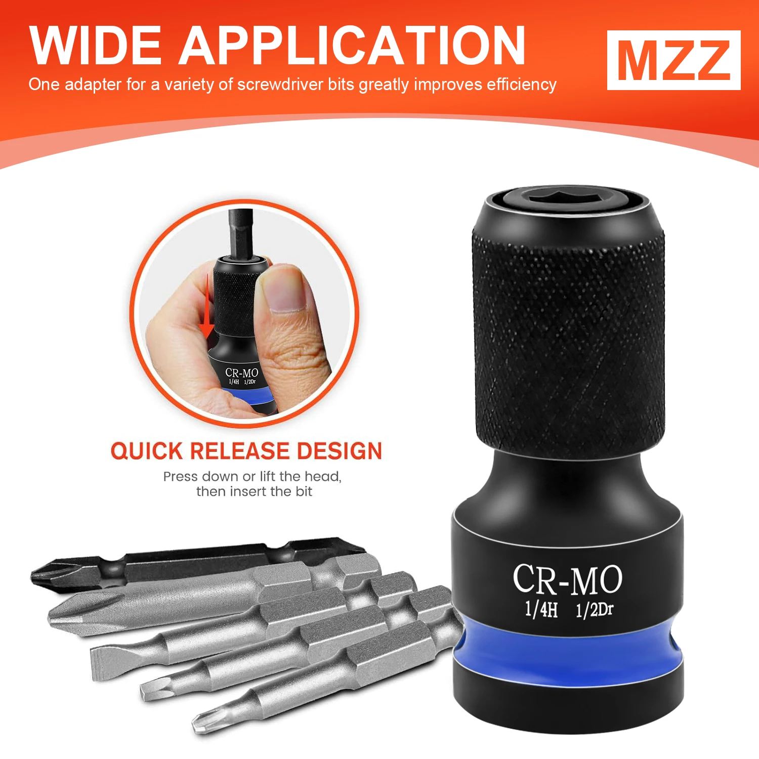 1/2 3/8 1/4-Inch Impact Hex Converter for Screwdriver Bit Square Drive to 1/4-Inch Quick Release Hex Socket Wrench Adapter