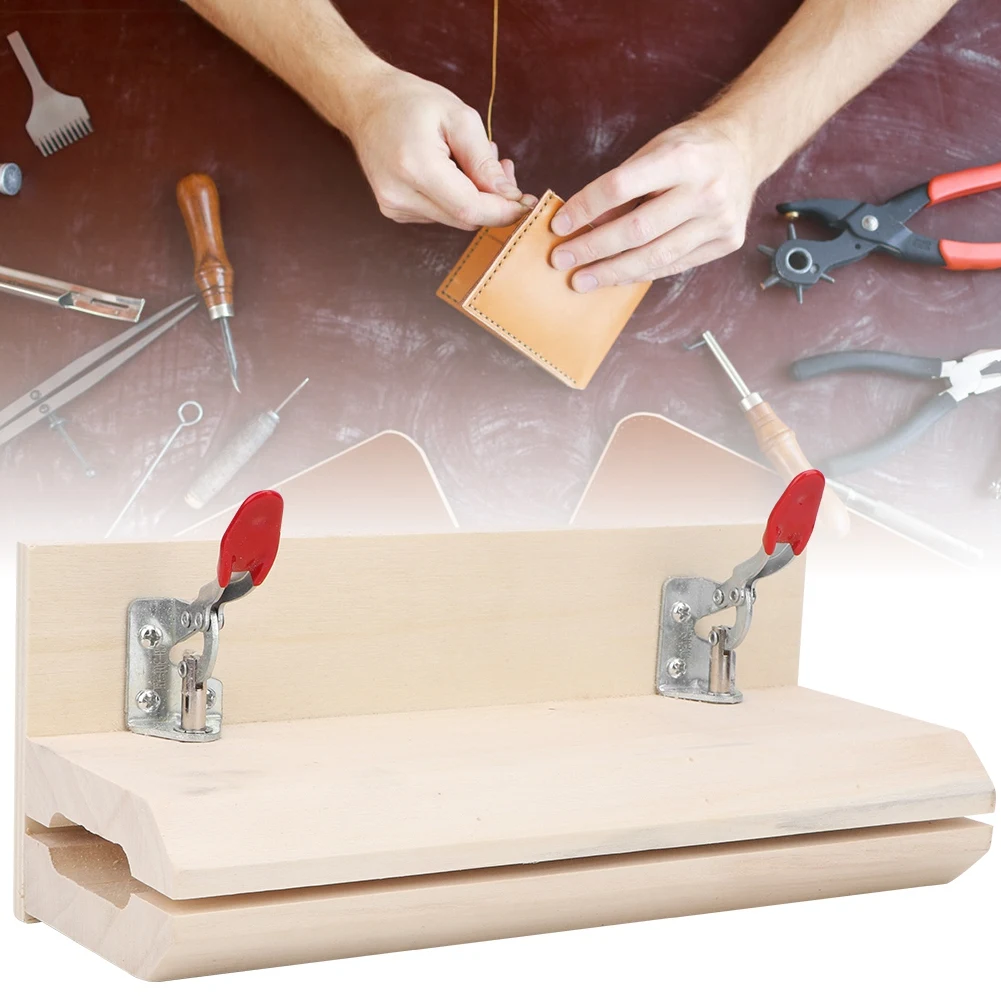

HandStitched Sewing Horizontal Leathercraft Wooden Table Clamp Stitching Tool For DIY Craft
