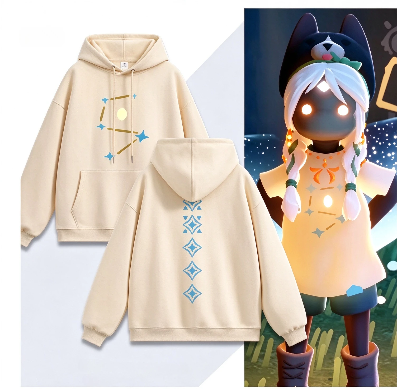 2026 Sky Children of The Light Game Hoodie Men Front and Back Print Star Graphic Hooded Sweatshirt Anime Streetwear