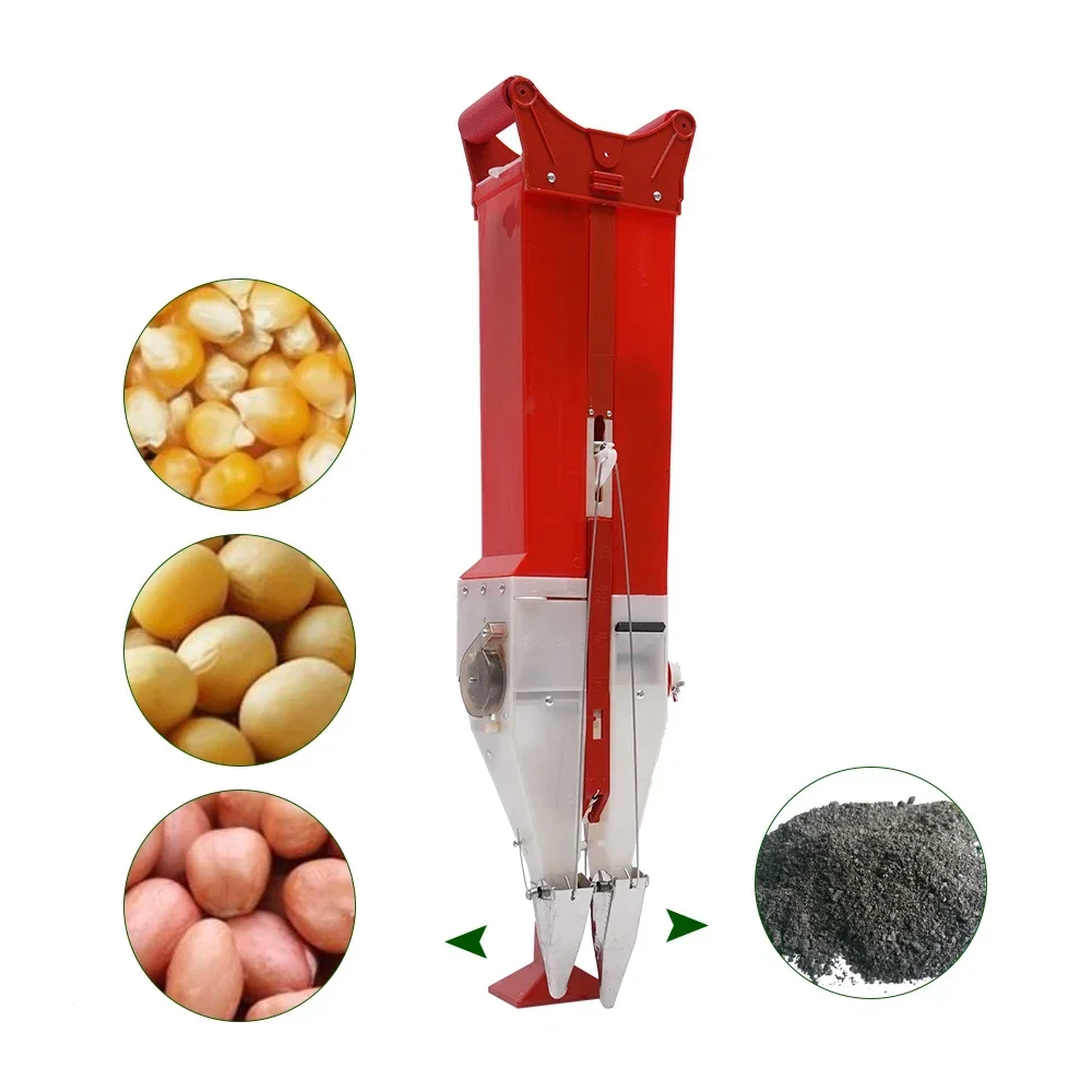 6-8 Mu Garden Planter Tool Manual Fertilizer Double Cylinder Spreader Machine Seed Drill Fertilizer Applicator Handheld Seeder