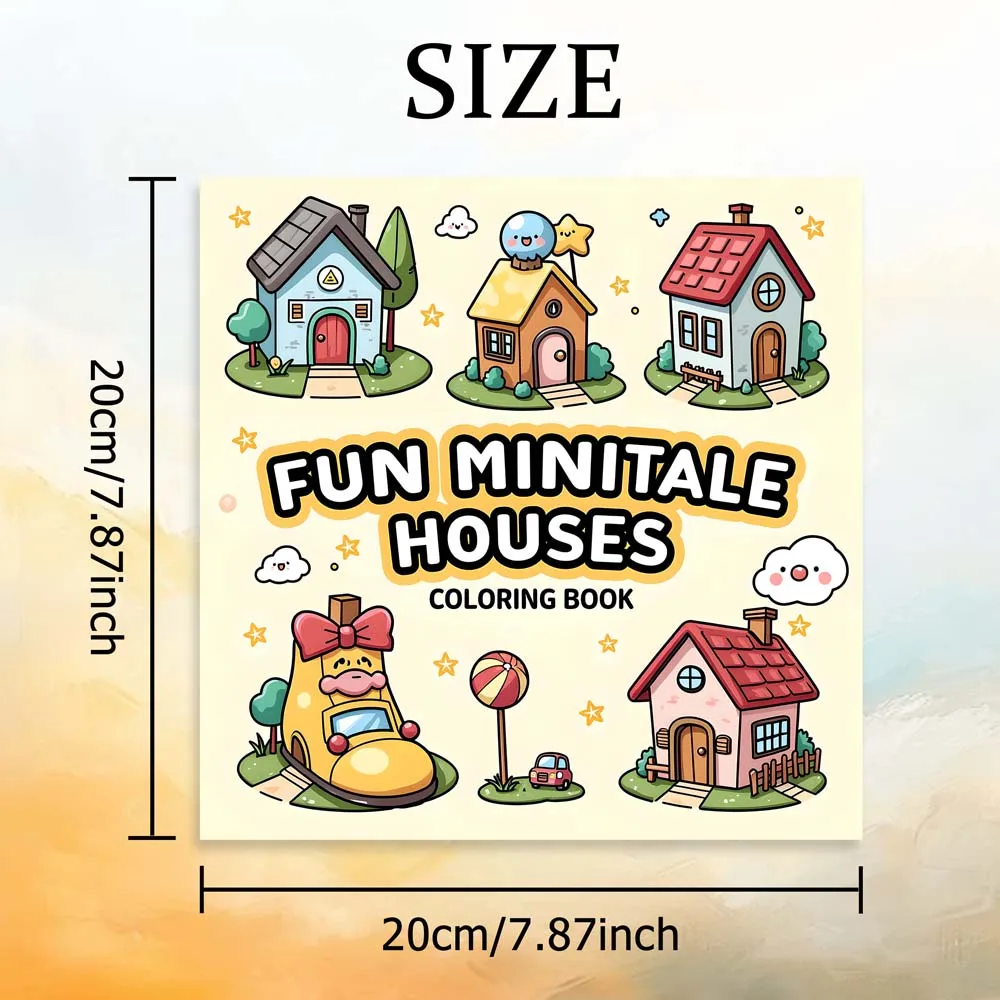 FUN MINITALE HOUSES Bold-easy Patterns Coloring Book for Adults Cute Drawing Book Perfect Gift for Party and Birthday