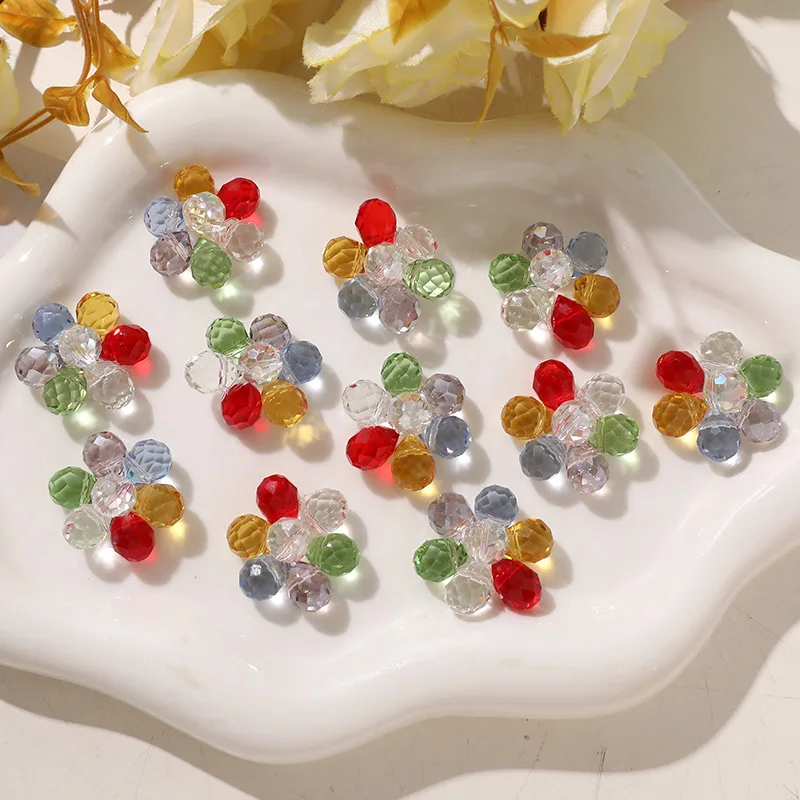 Shoe Charms 1pc Crystal Five Petal Flower Multicolor Summer Clog Sandal Decor Transparent Waterproof Lightweight  Charms