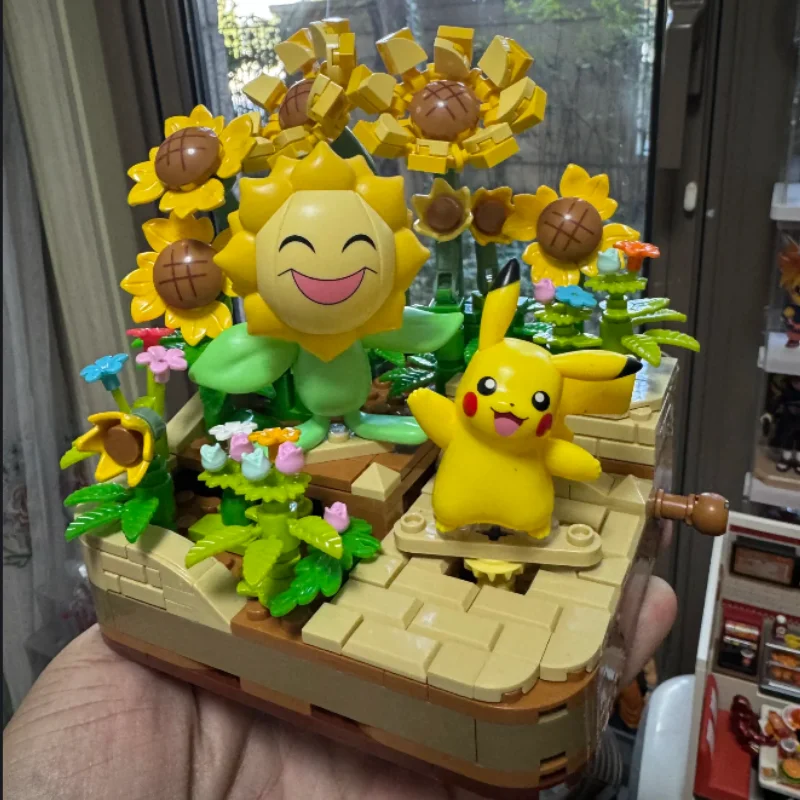 Genuine Keeppley Pokemon Building Blocks Sprigatito Fuecoco Eevee Quaxly Potted Plants Assembly Model Mini Brick Figure Kids Toy