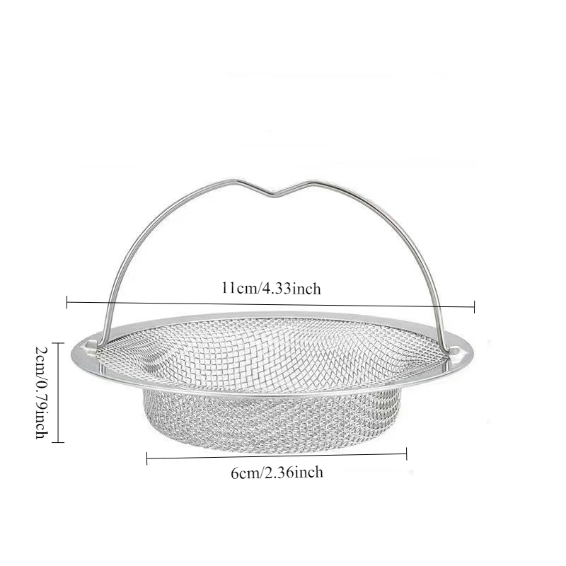 손잡이가 있는 스테인레스 스틸 싱크 필터 - 녹 방지 메쉬 거름망, 주방 및 욕실 배수구용 야채/과일 배수 바구니