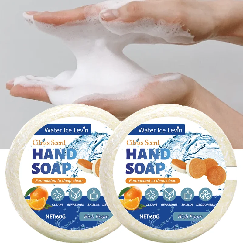 Hyaluronic Acid & Collagen Hand Soap, Deep Cleansing Moisturizing Citrus Scented Liquid Soap for Smooth Hands 60g