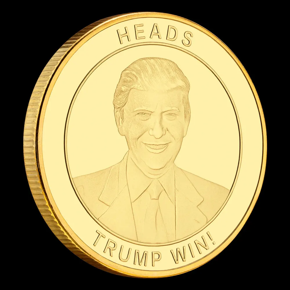 Heads Trump Win and Tails Harris Lose Golden Plated Souvenir Coin 47th U.S. Presidential Election Commemorative Coin Fans Gift