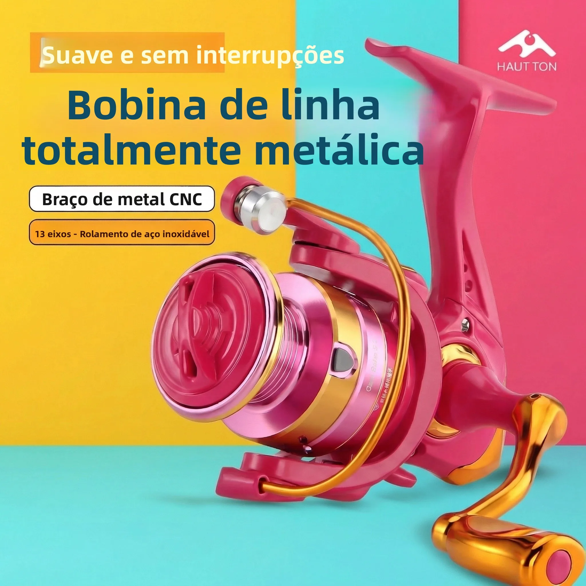 Carretilha de Pesca Haoton PG em Aço Inoxidável, Vara de Arremesso, Carretilha Universal Leve e Portátil para Pesca ao Ar Livre