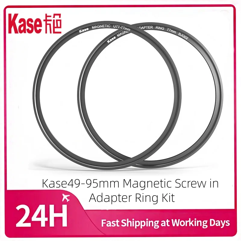Kase 95mm Magnetic Screw in Adapter Ring Kit, Brass Magnetic to Threaded Filter Adapter Rings for Camera Lenses