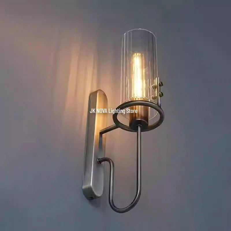 Light Luxury Wall Lamp Glass American Imitation Crystal Living Room High-end Retro Bedside Staircase Minimalist Lighting