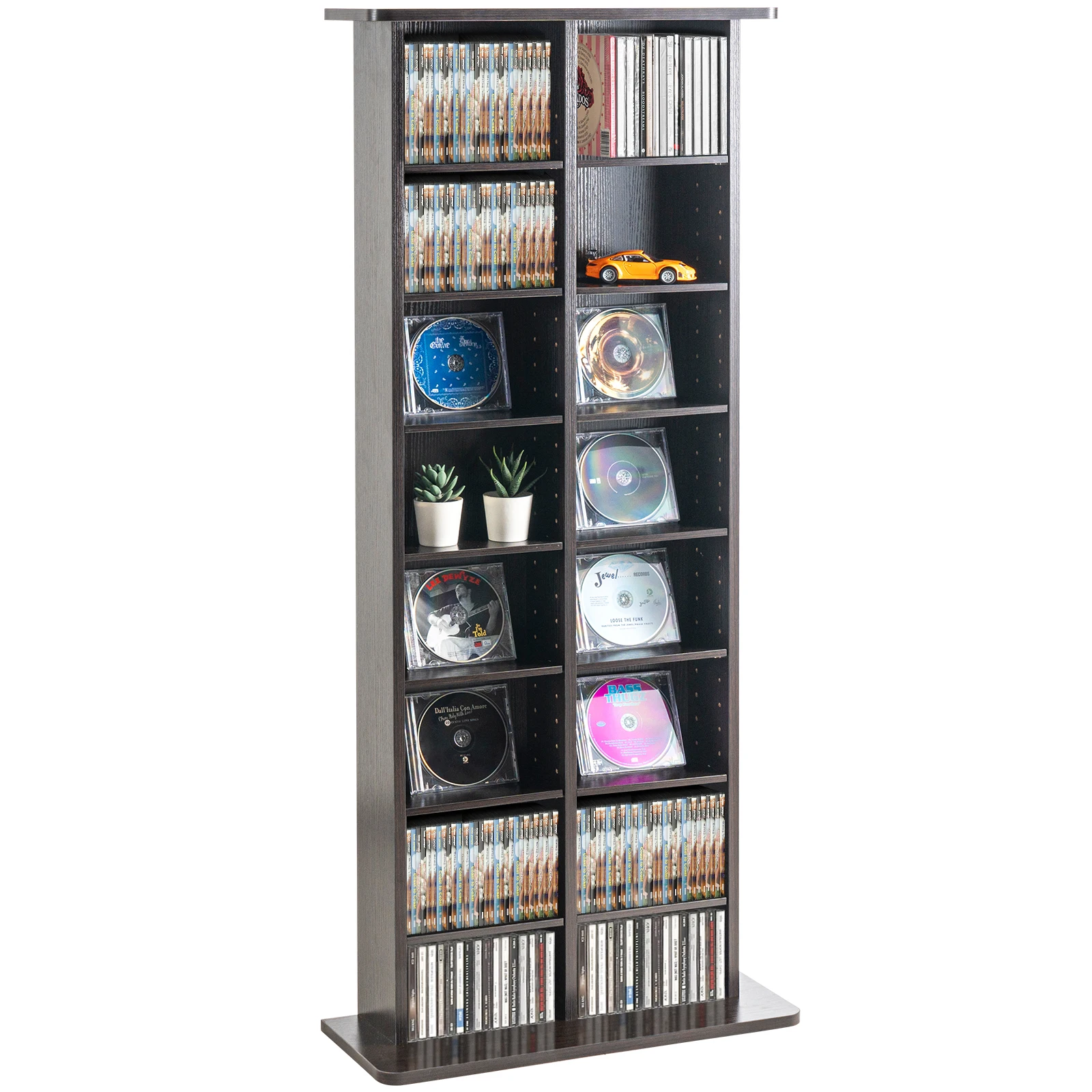 

Media Storage Cabinet DVD Shelf Holds Adjustable CD Shelves 5/12/16/36 Compartments Protects and Organizes Music Movie