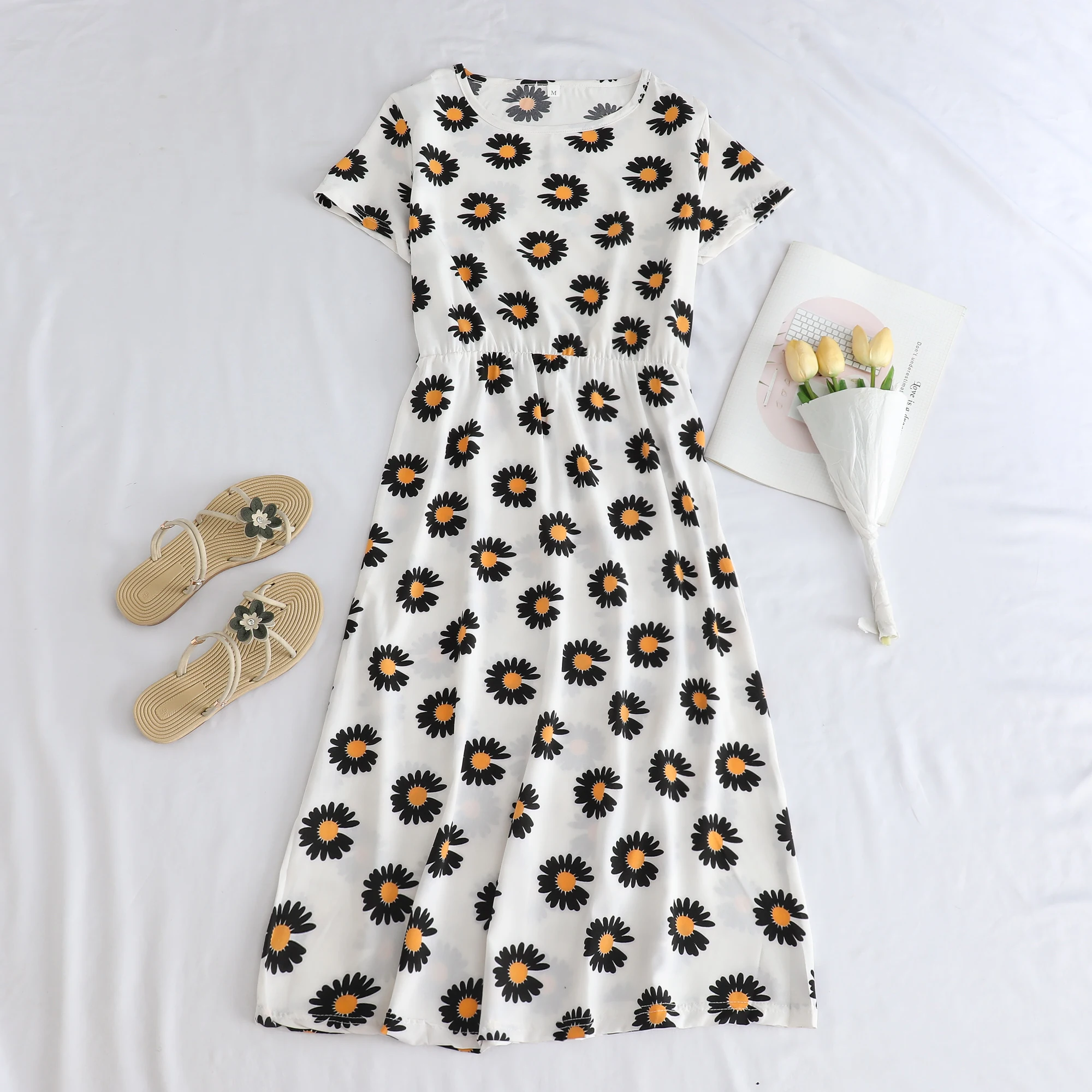

Casual Short Sleeve T-Shirt Dress Women's Mid-aged And Elderly Fashionable Summer Trendy Top Mommy Style Loose Fit Long Skirt