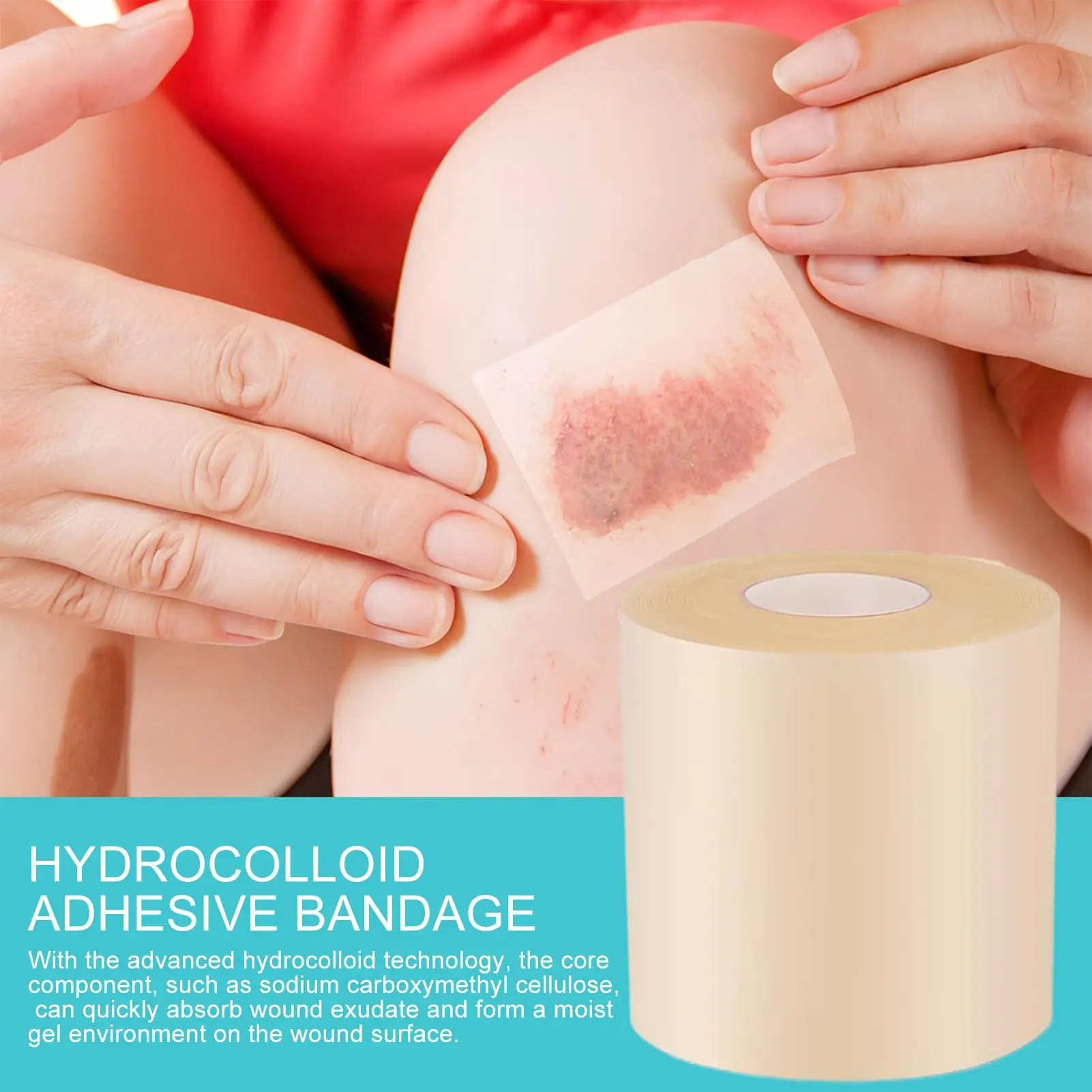 Parches Hidrocoloides en Rollo Impermeables para Granos, Cinta Adhesiva Flexible Absorbente para Heridas, Quemaduras, Espinillas, Piel y Talones