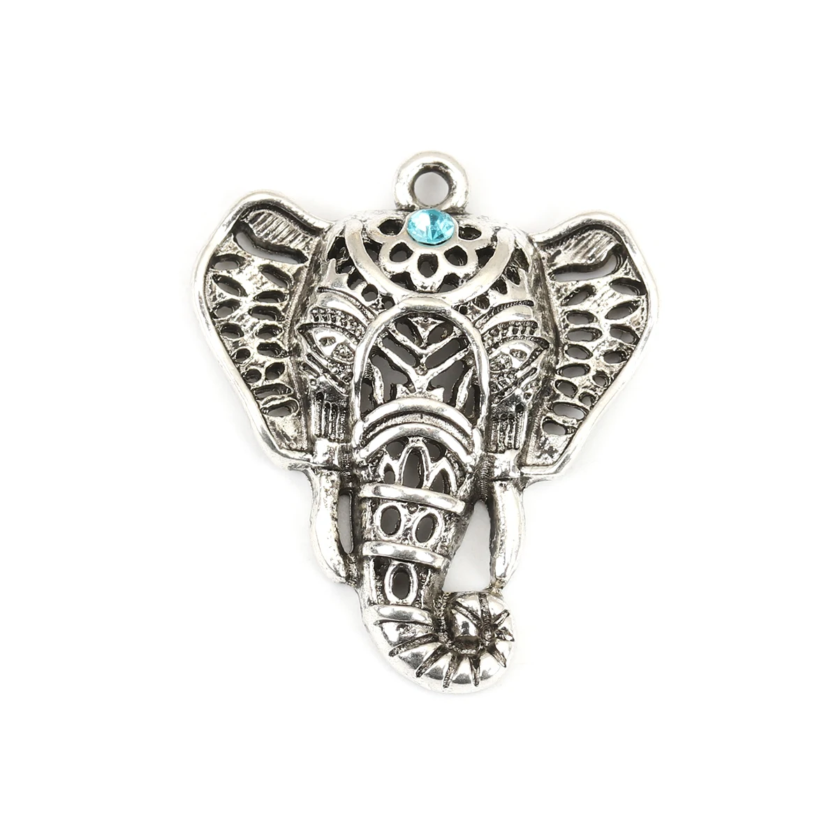 Vintage Bohemian Charms Heart Oval Carved Imitation Turquoise Pattern Antique Silver Color Metal Pendants  DIY Necklace Jewelry