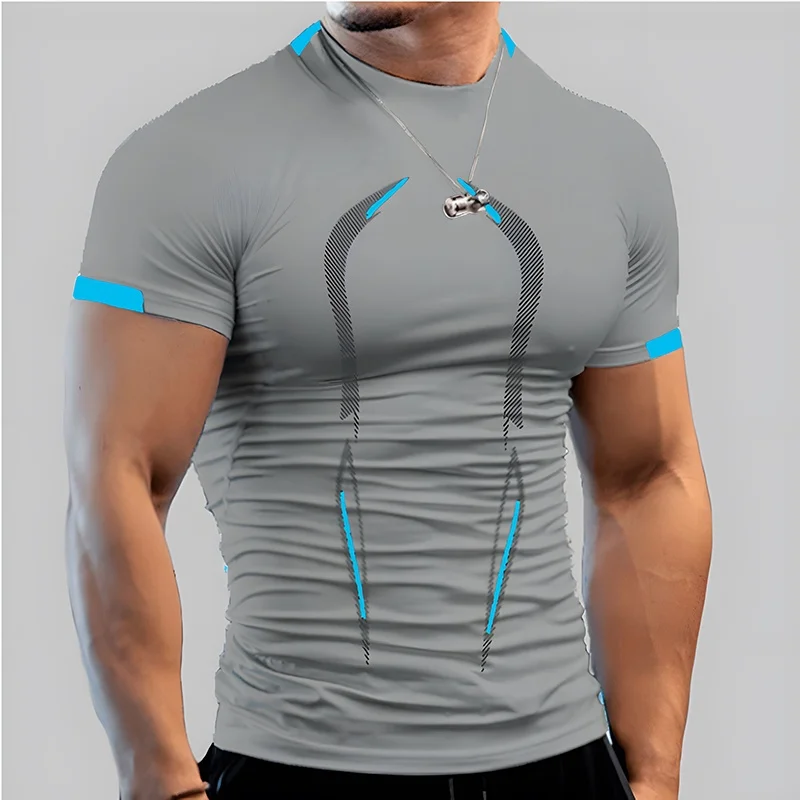 Men's 2023 Summer Casual Comfortable Tight-Fitting T-Shirt S Henry Collar Nine-Length Sleeve Super Slim Fit Youth Fashion