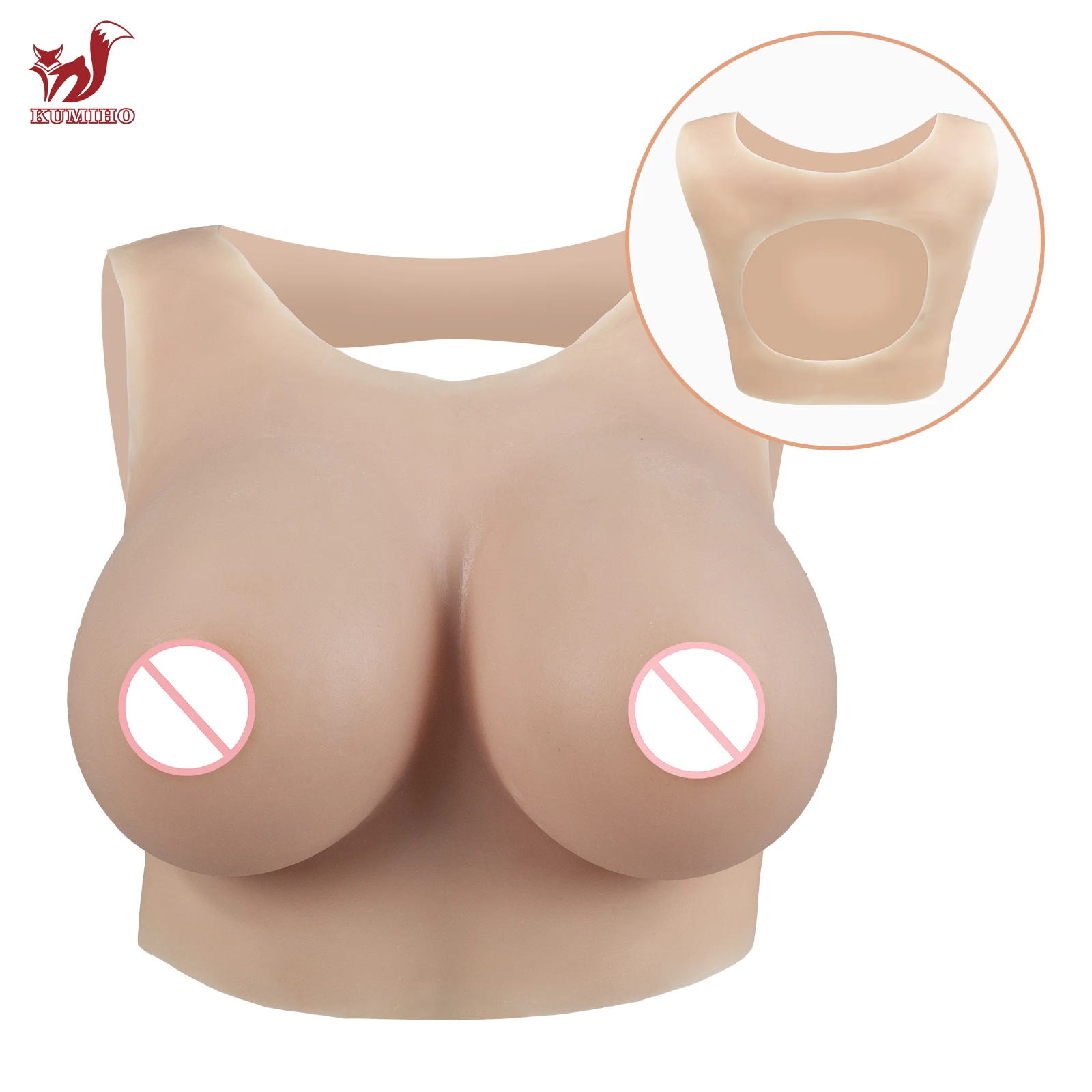 Sissy Realistic Silicone Breast Forms Kumiho Round Neck Hollow Drag Queen Fake Boobs Transgender Cosplay Silicon Breast Forms