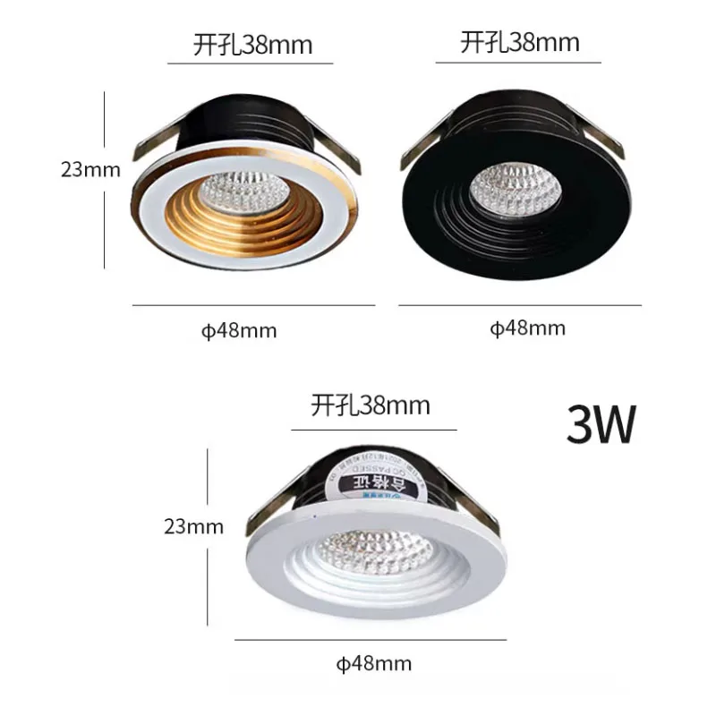 4pcs 38mm Hole Dimmable Recessed mini Spotlight 3w LED Indoor Ceiling Light 85-265v Deep anti-glare Small Downlight with Driver