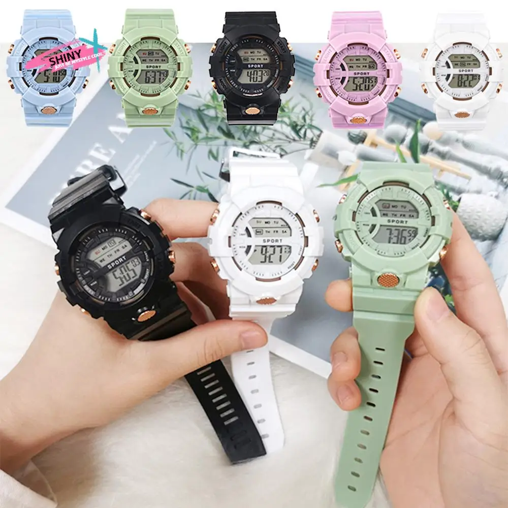 

5-цветные студенческие водонепроницаемые повседневные регулируемые силиконовые светящиеся наручные часы унисекс, светодиодные цифровые часы, электронные часы
