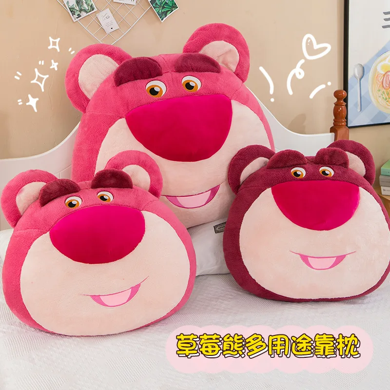 Hot Cute Disney Lotso Strawberry Bear Hugging Body Pillow Long Plush Toy Stuffed Animal Soft Girls Valentines Day Gift Bedroom