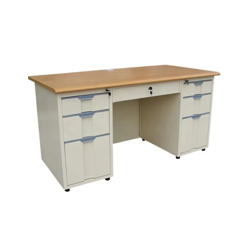 

Home Office Steel Computer Desk Table Office Metal Staff Work Table with Drawers